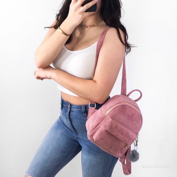 Daisys Boutique Handbags - ❤️SALE❤️ Lucy blush pink corduroy mini backpack